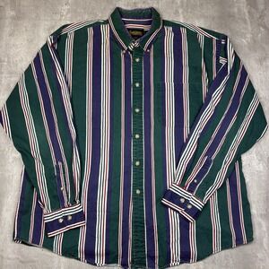 Specialty Collection Button Down Shirt Color Block Striped 90s Long Sleeve XL